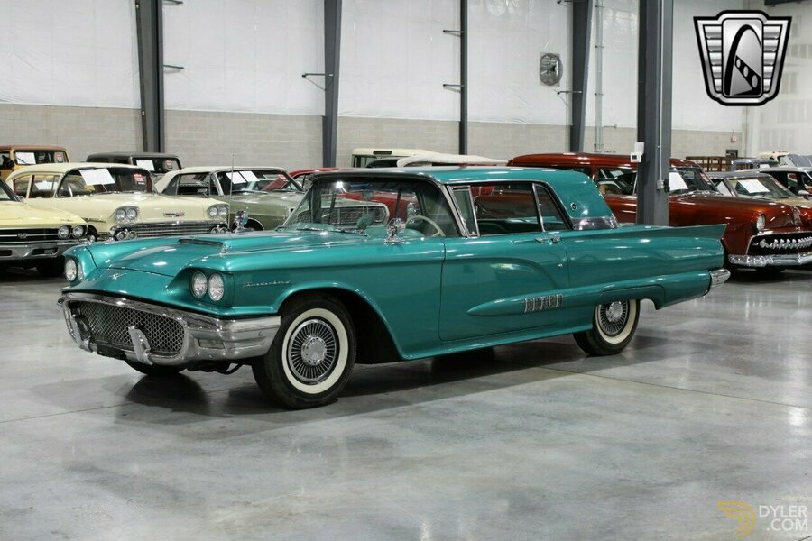 Jouet Ancien Voiture Ford Thunderbird Cabriolet En Tôle à Friction - JOUSTRA 1958 - Avec Chauffeur Et Caniche