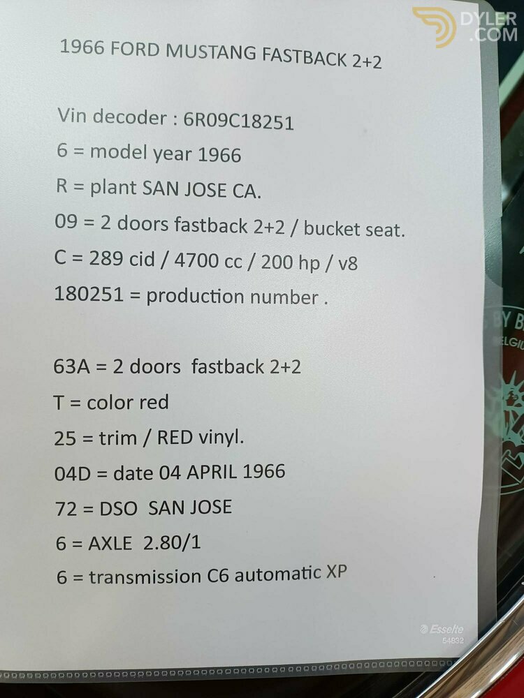 1966 Ford Mustang Fastback 2+2 GT289, foto 4